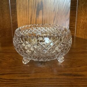 Vintage 1980s  7 1/2 Inch Diameter Heavy Crystal Footed Bowl
